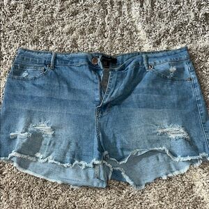 Forever 21 Blue Distressed Jean Shorts
